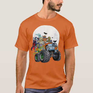 Halloween Skeleton Zombie Monster Lastbil Vampire T Shirt