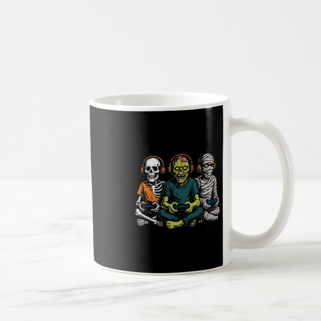 Halloween Skeleton Zombie Mummy Gamer Video Gaming Kaffemugg (Höger)