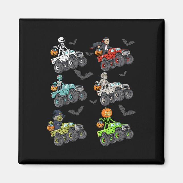 Halloween Skeleton Zombie Riding Monster Lastbil V Magnet (Framsidan)