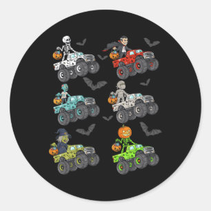 Halloween Skeleton Zombie Riding Monster Lastbil V Runt Klistermärke