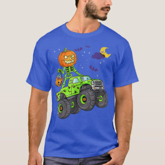Halloween Skeleton Zombie Riding Monster Lastbil V T Shirt