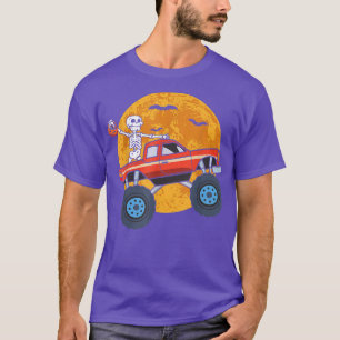 Halloween Skeleton Zombie Riding Monster Lastbil V T Shirt