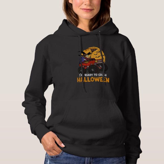 Halloween Skeleton Zombie Riding Monster Lastbil V T Shirt (Framsida)