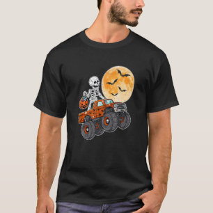 Halloween Skeleton Zombie Riding Monster Lastbil V T Shirt