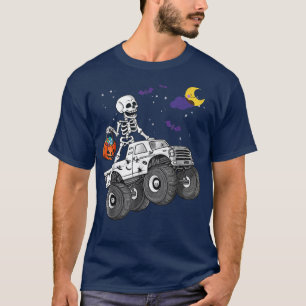 Halloween Skeleton Zombie Riding Monster Lastbil V T Shirt