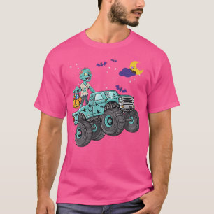 Halloween Skeleton Zombie Riding Monster Lastbil V T Shirt