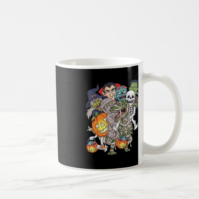 Halloween Skeleton Zombie Riding Mummy T Rex Funny Kaffemugg (Höger)