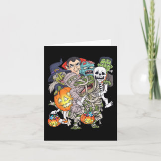 Halloween Skeleton Zombie Riding Mummy T Rex Funny Kort