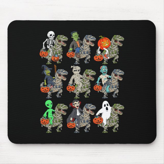 Halloween Skeleton Zombie Riding Mummy T Rex Vampi Musmatta (Framsidan)