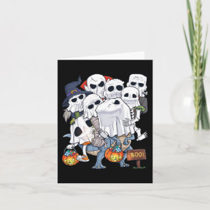 Halloween Skeleton Zombie Riding T Rex Funny Pumpk Kort