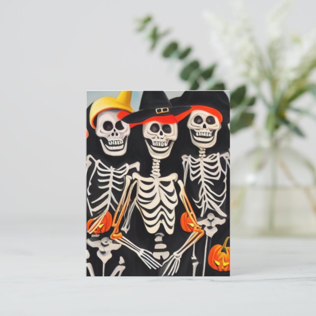 Halloween Skeletons Anteckningskort (Stående Fram)