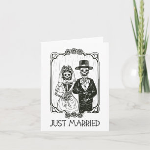 Halloween Skeletons Bride och Groom Ny gifta F Kort