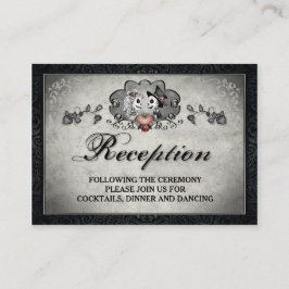 Halloween Skeletons & Heart Black Grått Reception Tilläggskort