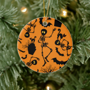 Halloween Skeletons Macabre Dance Julgransprydnad Keramik