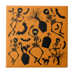 Halloween Skeletons Macabre Dance Kakelplatta