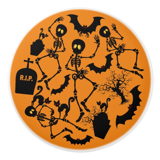 Halloween Skeletons Macabre Dance Knopp (Framsidan)
