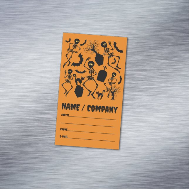 Halloween Skeletons Macabre Dance Magnetiska Visitkort (In Situ)