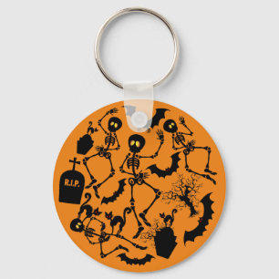 Halloween Skeletons Macabre Dance Nyckelring