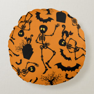 Halloween Skeletons Macabre Dance Rund Kudde