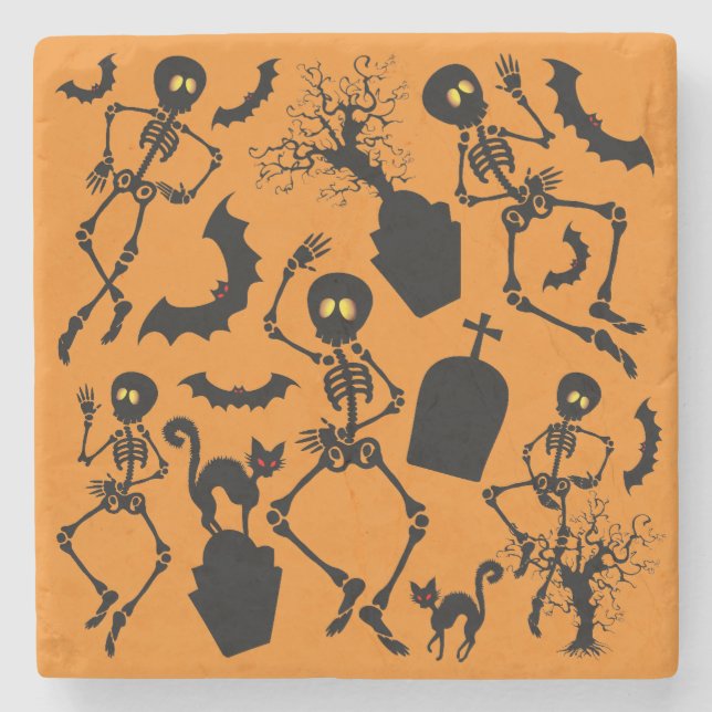 Halloween Skeletons Macabre Dance Stenunderlägg (Framsidan)