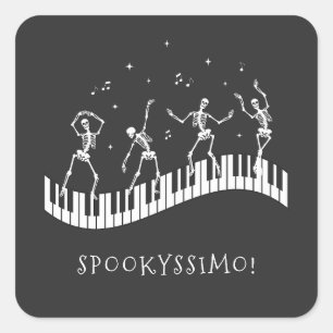 Halloween Skeletons Music Teacher Spooky Reward Fyrkantigt Klistermärke