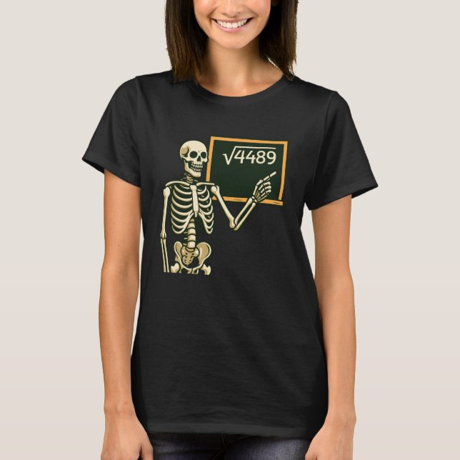 Halloween Skelett 67 Meme Kvadratrot 4489 Math T Shirt (Framsida)