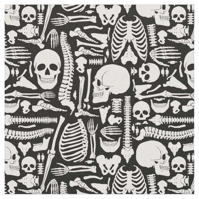 halloween skelett Anatomiskt skelett mönster Tyg (Närbild)