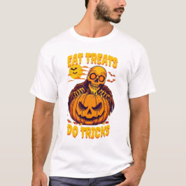Halloween-skelett äter godsaker gör tricks T-shirt