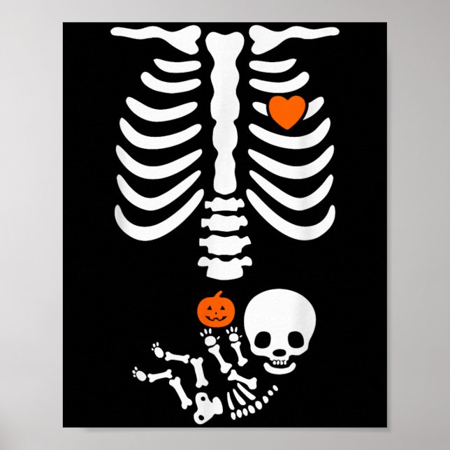 Halloween skelett baby revben gravid pumpa  poster (Framsidan)