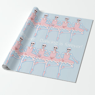 halloween skelett- ballerinas i rosa gåvasjal presentpapper
