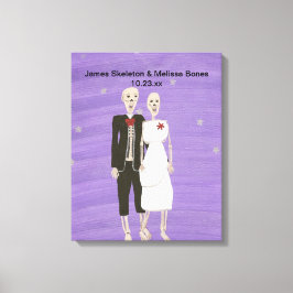 Halloween Skelett Bröllopspar Inpackad Canvas