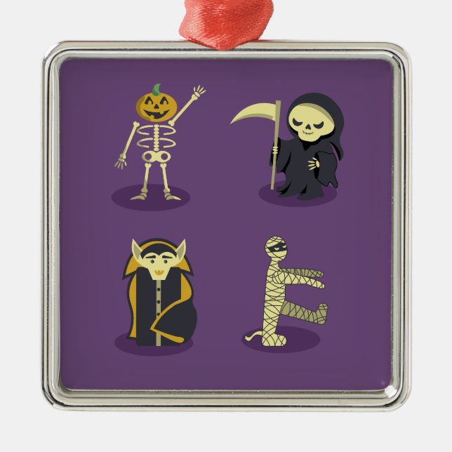 Halloween skelett Dracula Mumie Döden Julgransprydnad Metall (Framsidan)