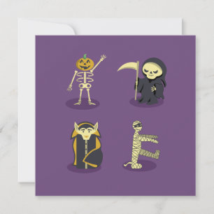 Halloween skelett Dracula Mumie Döden Julkort