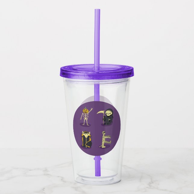 Halloween Skelett Dracula Mummy Grim Reaper Take Away Mugg (Framsida)