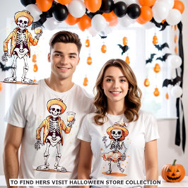 Halloween skelett dricker kung t shirt