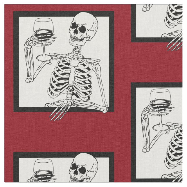 Halloween skelett dricker vin skalle lustigt tyg (Närbild)