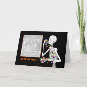 Halloween skelett- fester (fotoramen) kort