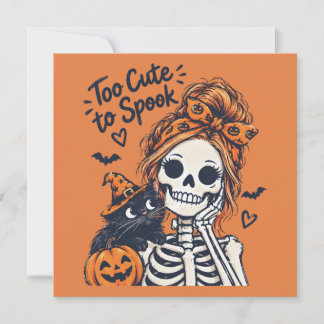 Halloween Skelett Flickan För Söt För Att Skrämma Julkort