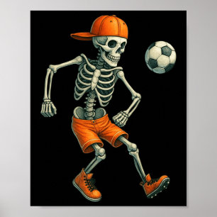 Halloween Skelett Fotboll Byll Skräckinjagande Säs Poster