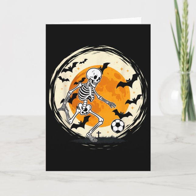 Halloween skelett fotboll rolig fotboll kostym män kort (Framsida)