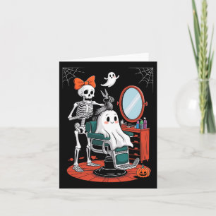 Halloween skelett frisör frisörska kort
