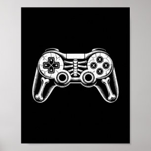 Halloween skelett gamer rolig video spel geek B Poster