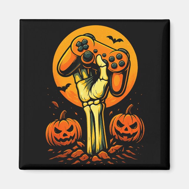 Halloween skelett gamer videospelkontroll B Magnet (Framsidan)