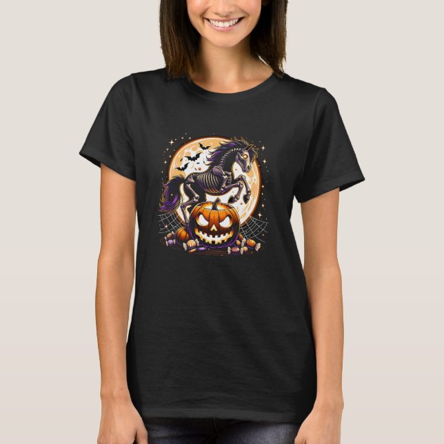 Halloween skelett-häst t shirt (Framsida)