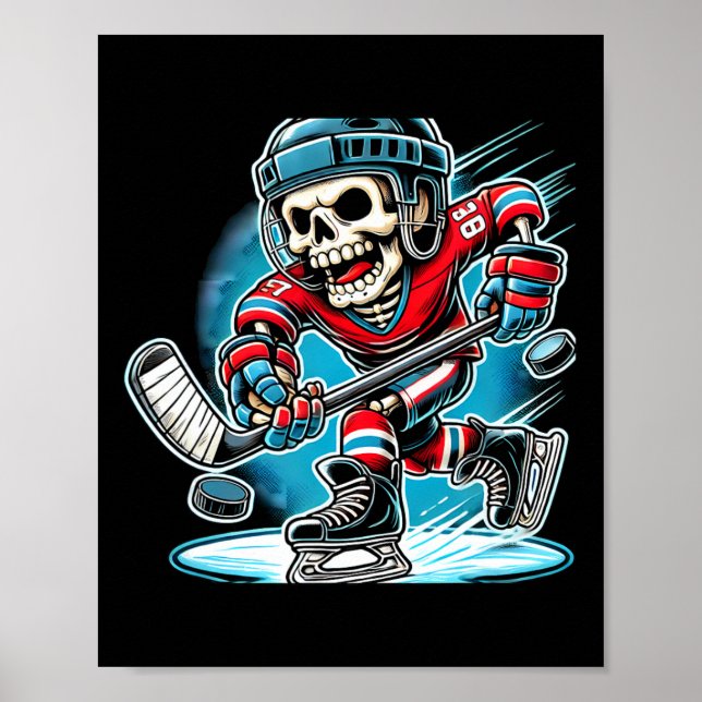 Halloween Skelett Hockey  Poster (Framsidan)