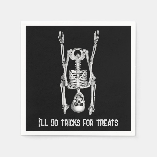 Halloween skelett huvudstående humor pappersservett (Framsidan)