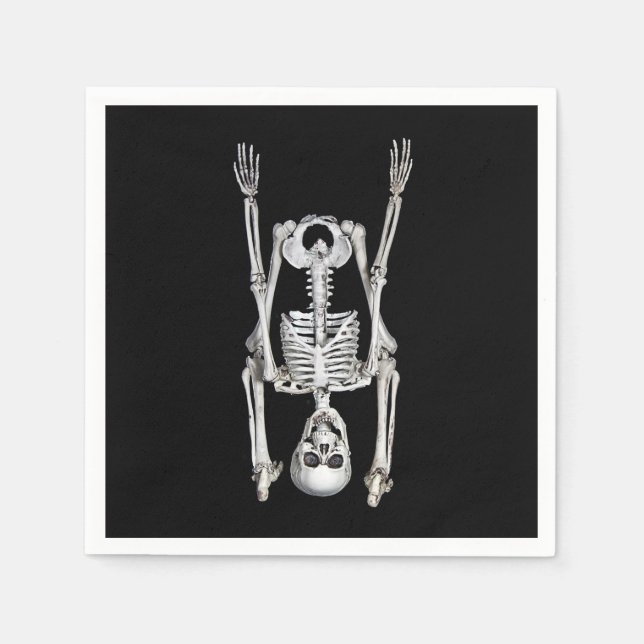 Halloween skelett huvudstående pappersservett (Framsidan)