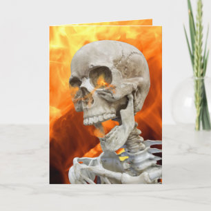 Halloween-skelett i brand kort