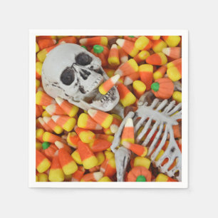 Halloween-skelett i godis majs pappersservett