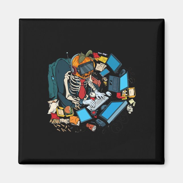 Halloween skelett Jack O Lantern-spelare pojkar  Magnet (Framsidan)